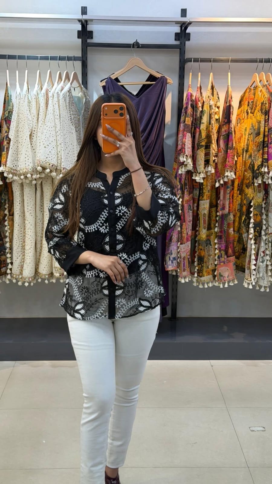 Premium Organza shirt (embroidery work) with inner